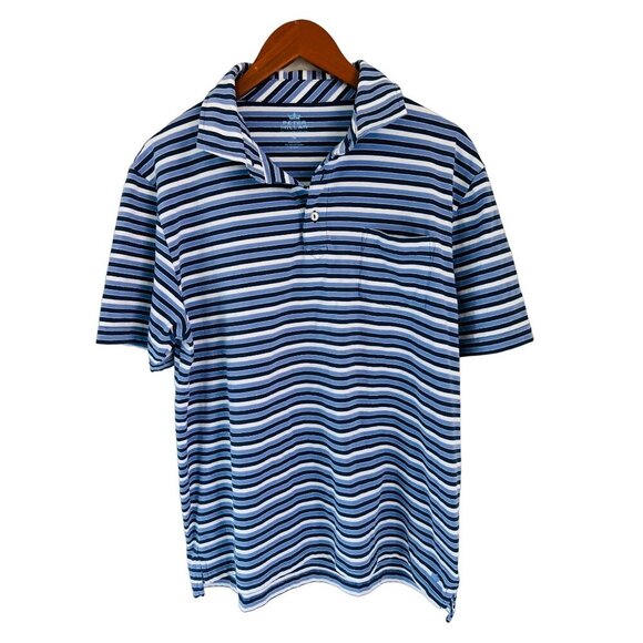 Peter Millar Mountainside Collection Cotton Polo Shirt Blue White Stripes Size M - Picture 4 of 6